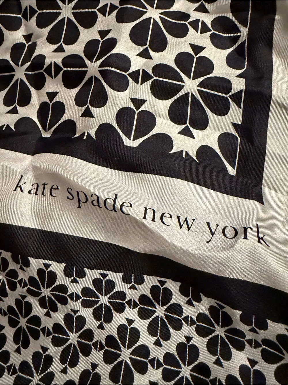 kate spade Black and White Floral Silk-Effect Scarf